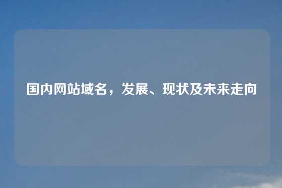 国内网站域名，发展、现状及未来走向