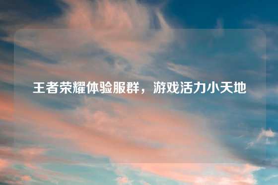 王者荣耀体验服群，游戏活力小天地