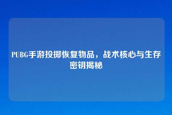 PUBG手游投掷恢复物品，战术核心与生存密钥揭秘