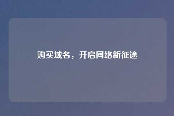 购买域名，开启网络新征途