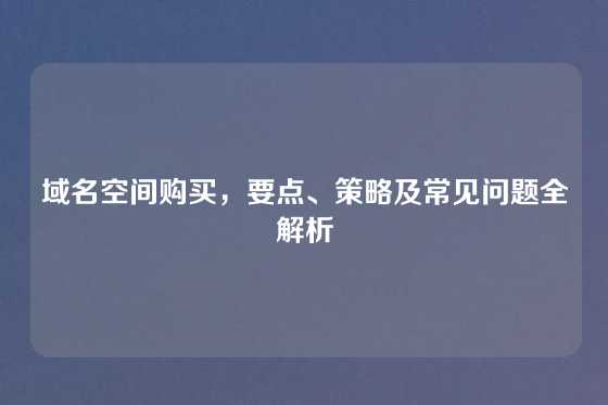 域名空间购买，要点、策略及常见问题全解析