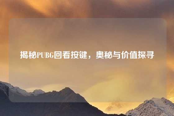 揭秘PUBG回看按键，奥秘与价值探寻