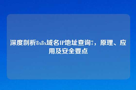 深度剖析8x8x域名IP地址查询7，原理、应用及安全要点