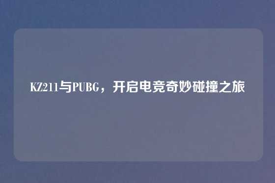 KZ211与PUBG，开启电竞奇妙碰撞之旅