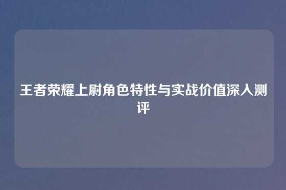 王者荣耀上尉角色特性与实战价值深入测评
