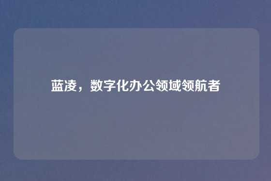 蓝凌，数字化办公领域领航者