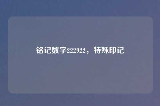 铭记数字222922，特殊印记