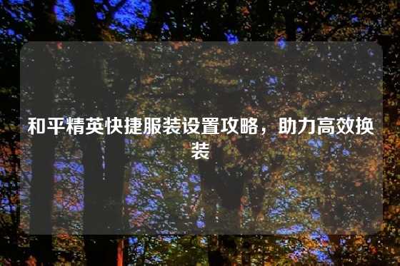 和平精英快捷服装设置攻略，助力高效换装