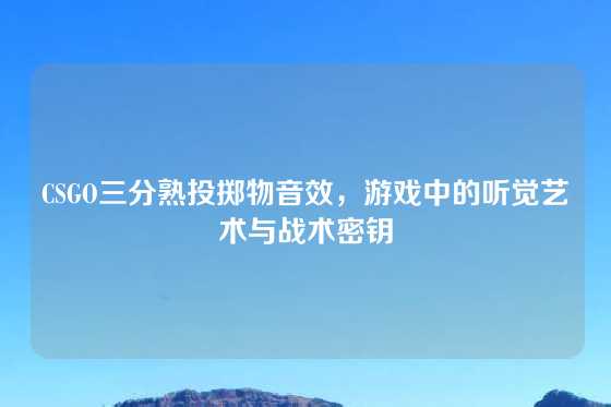 CSGO三分熟投掷物音效，游戏中的听觉艺术与战术密钥