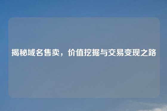 揭秘域名售卖，价值挖掘与交易变现之路