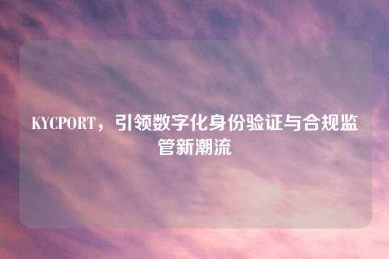 KYCPORT，引领数字化身份验证与合规监管新潮流