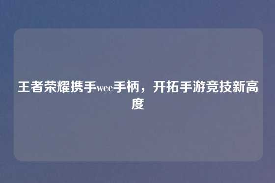王者荣耀携手wee手柄，开拓手游竞技新高度