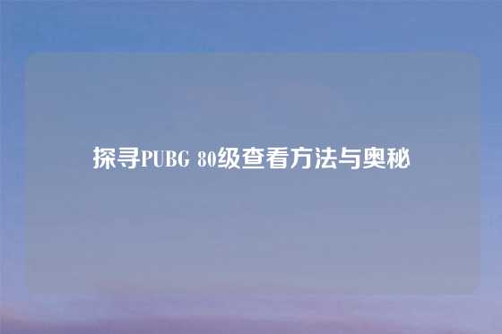 探寻PUBG 80级查看方法与奥秘
