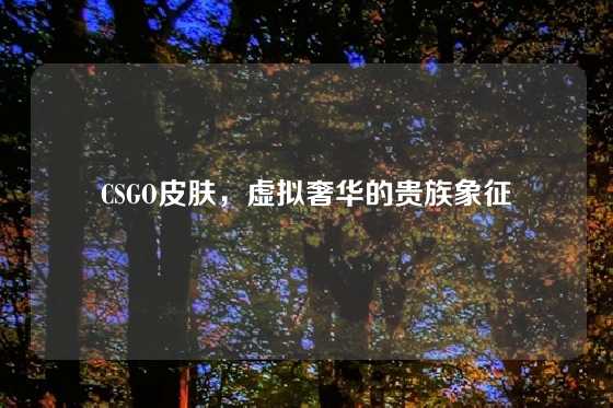 CSGO皮肤，虚拟奢华的贵族象征