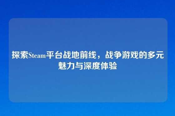 探索Steam平台战地前线，战争游戏的多元魅力与深度体验