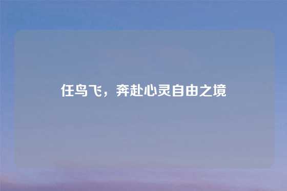 任鸟飞，奔赴心灵自由之境