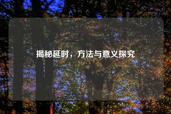 揭秘延时，方法与意义探究