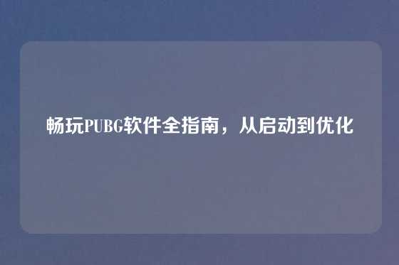 畅玩PUBG软件全指南，从启动到优化