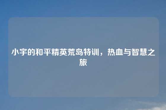 小宇的和平精英荒岛特训，热血与智慧之旅