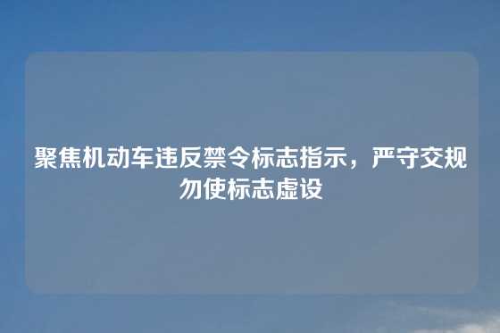 聚焦机动车违反禁令标志指示，严守交规勿使标志虚设