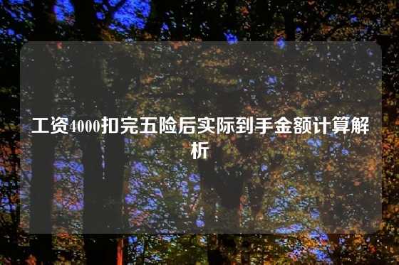 工资4000扣完五险后实际到手金额计算解析
