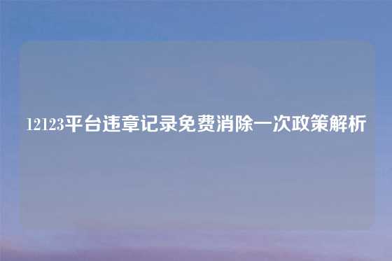 12123平台违章记录免费消除一次政策解析
