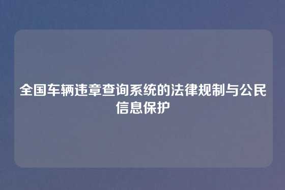 全国车辆违章查询系统的法律规制与公民信息保护