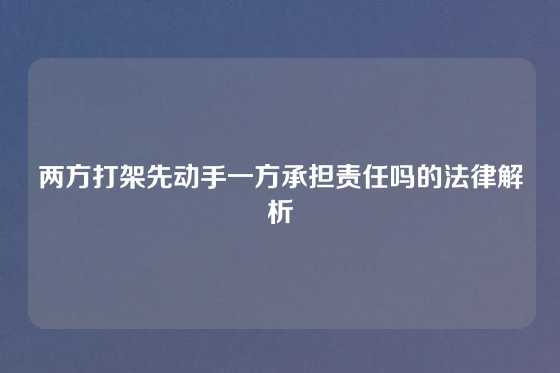 两方打架先动手一方承担责任吗的法律解析