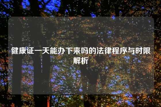 健康证一天能办下来吗的法律程序与时限解析