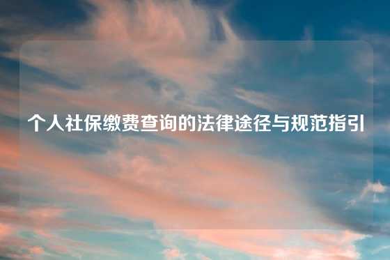 个人社保缴费查询的法律途径与规范指引