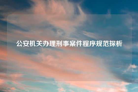 公安机关办理刑事案件程序规范探析
