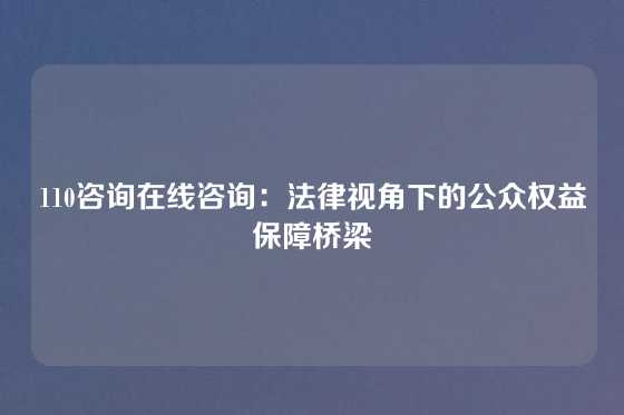 110咨询在线咨询：法律视角下的公众权益保障桥梁