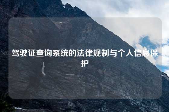 驾驶证查询系统的法律规制与个人信息保护