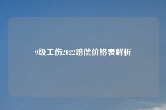 9级工伤2022赔偿价格表解析