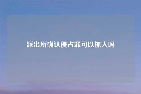 派出所确认侵占罪可以抓人吗