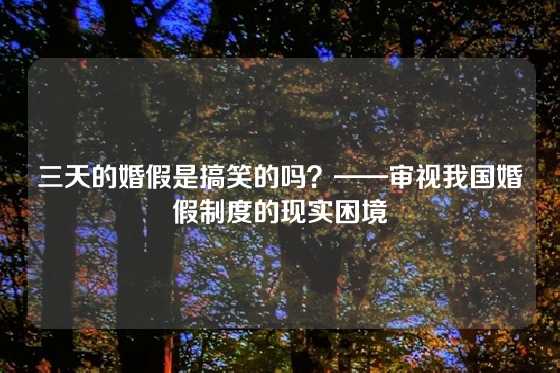 三天的婚假是搞笑的吗？——审视我国婚假制度的现实困境