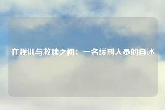 在规训与救赎之间：一名缓刑人员的自述