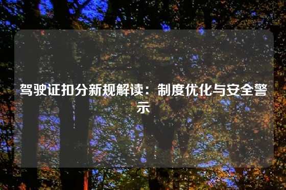驾驶证扣分新规解读：制度优化与安全警示