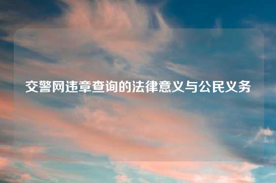 交警网违章查询的法律意义与公民义务
