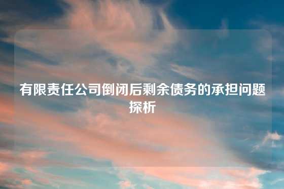 有限责任公司倒闭后剩余债务的承担问题探析