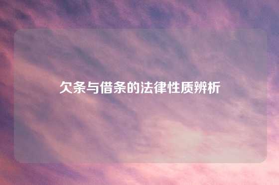 欠条与借条的法律性质辨析