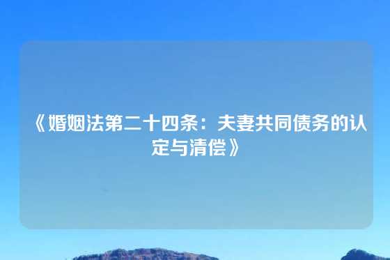 《婚姻法第二十四条：夫妻共同债务的认定与清偿》