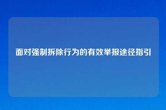 面对强制拆除行为的有效举报途径指引