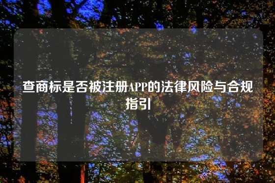 查商标是否被注册APP的法律风险与合规指引