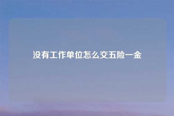 没有工作单位怎么交五险一金