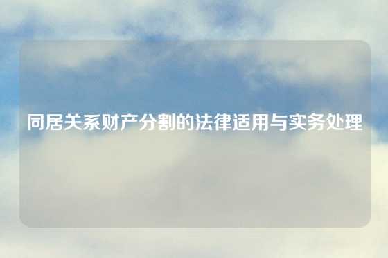 同居关系财产分割的法律适用与实务处理