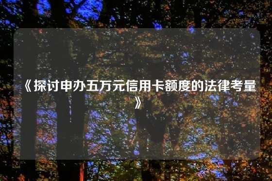 《探讨申办五万元信用卡额度的法律考量》