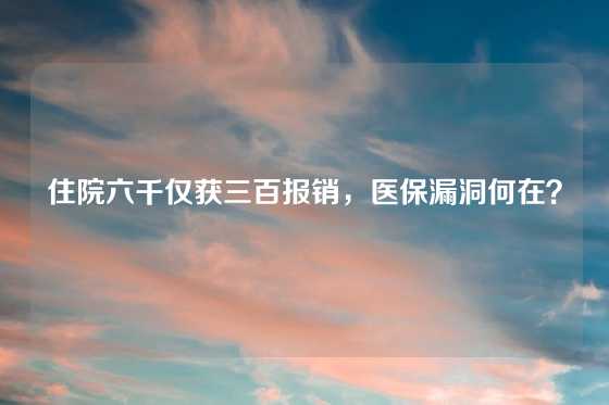 住院六千仅获三百报销，医保漏洞何在？