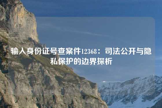 输入身份证号查案件12368：司法公开与隐私保护的边界探析