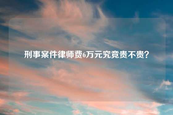刑事案件律师费6万元究竟贵不贵？